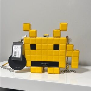 Kate Spade Yellow and Black Pixel Art Handbag